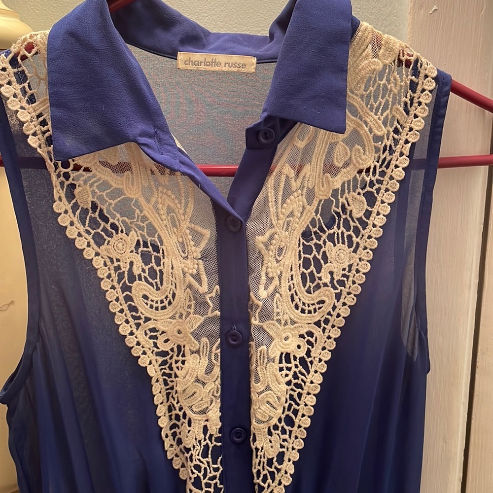 Sheer blue collared dress